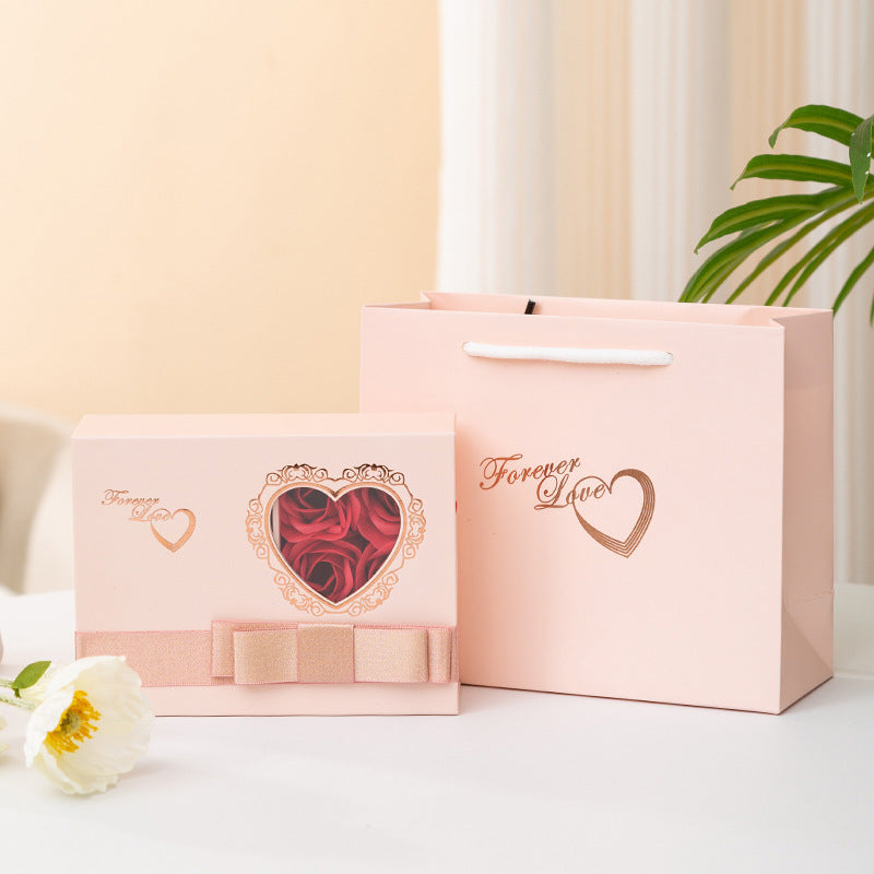 Heart Window Rose Jewelry Gift Box Set