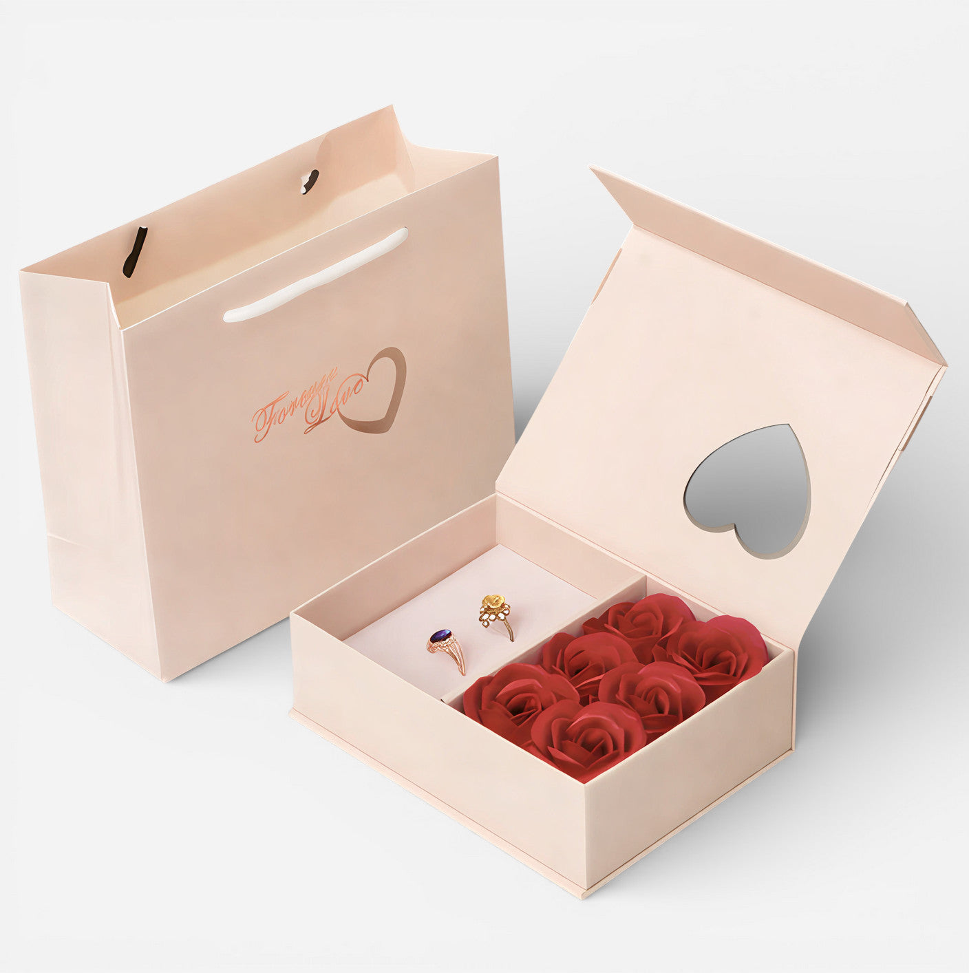 Heart Window Rose Jewelry Gift Box Set